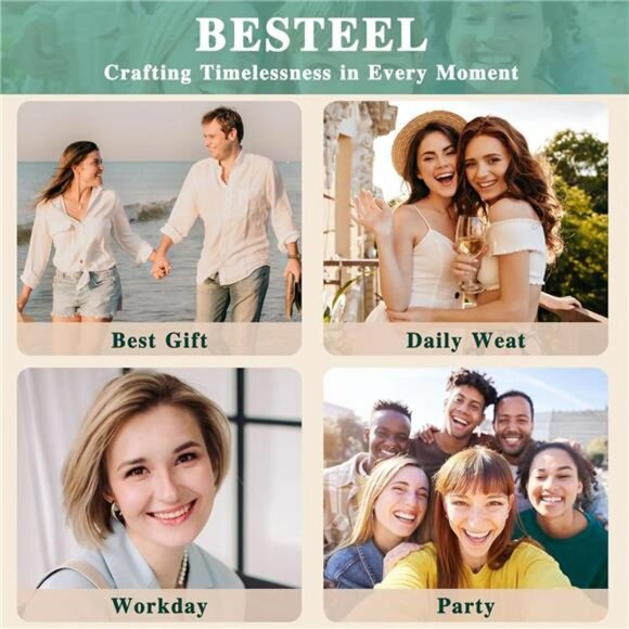 Gold Hoop Earrings Set Women 13 Pairs Huggie Stud Pearl Dangle Lightweight - Picture 4 of 7